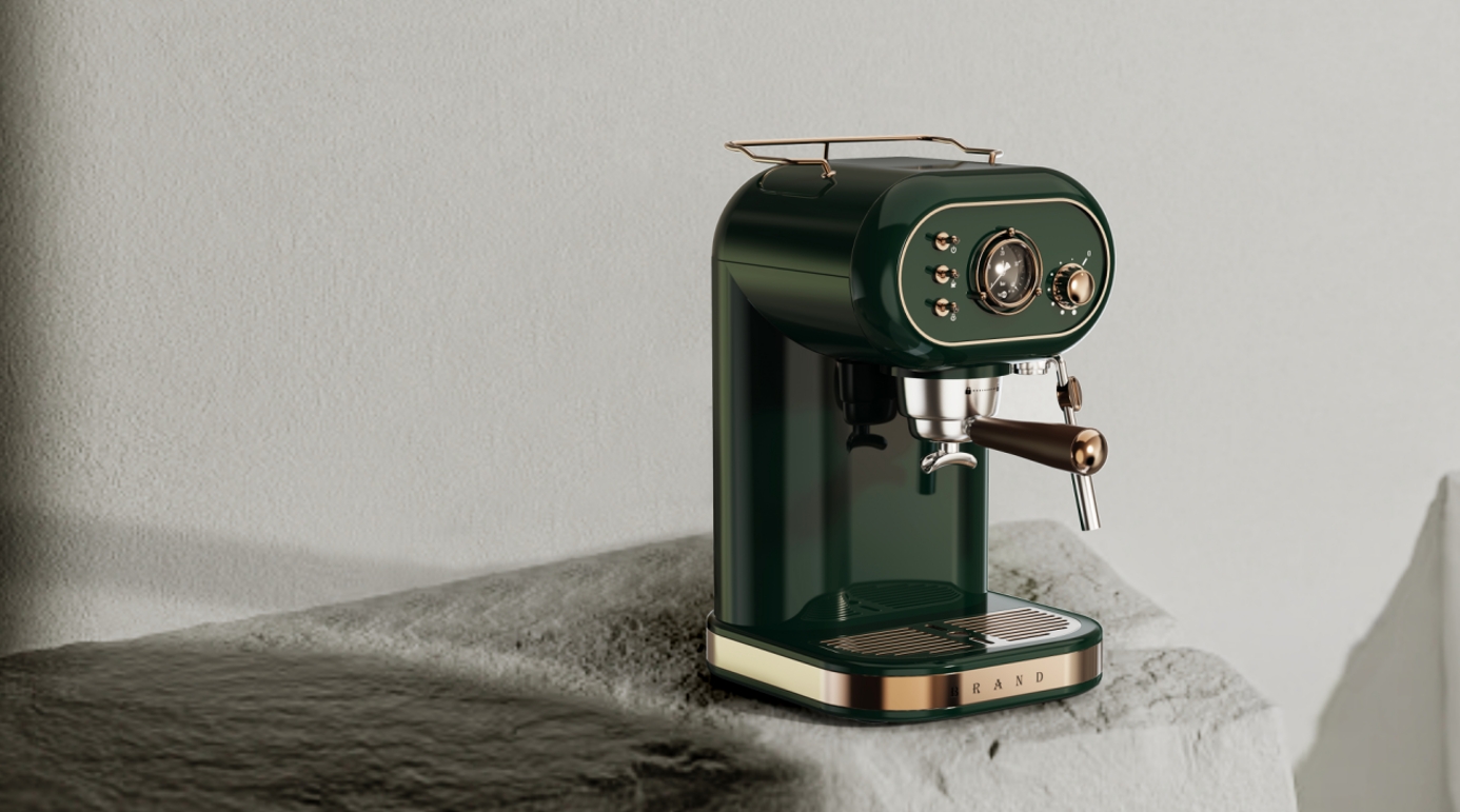 家用电器复古压力咖啡机